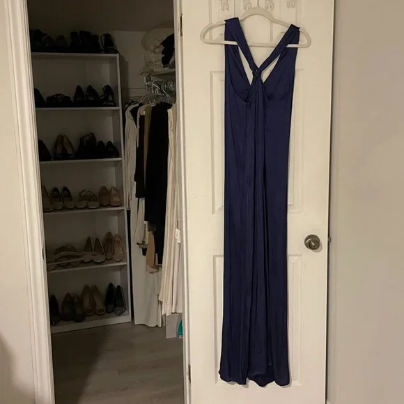NWOT Mango Satin cross-back jumpsuit blue Size Small - Picture 6 of 10